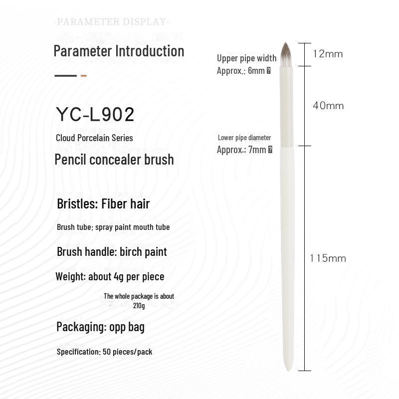 New Cloud Porcelain Pencil Head Concealer Brush: Precise Tool for Nasolabial Folds, Tear Grooves, Eye Bags, and Dark Circles.
