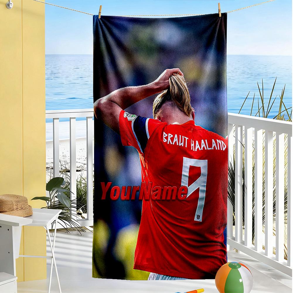 Haaland Customize Text Beach Towel Quick-Dry Soft Microfiber Portable for SwimmingBeachCamping Travel Beach AccessoriesGym