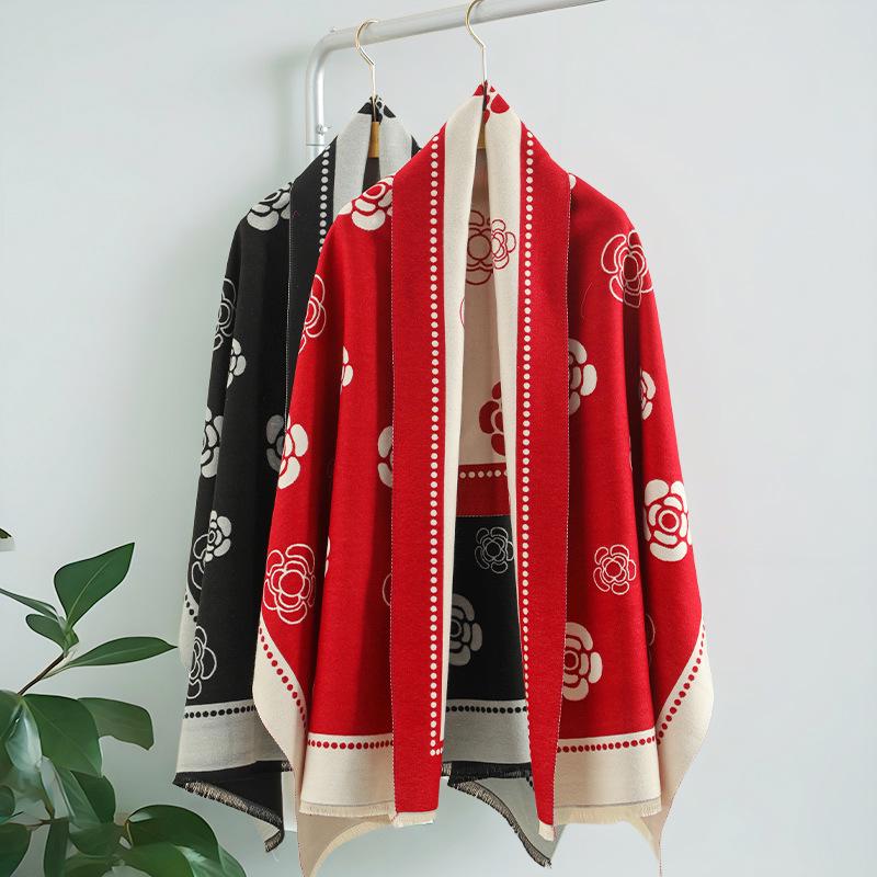 Luxury Double-Sided Women's Scarf: Thick Imitation Cashmere Shawl & Neck Warmer for Autumn/Winter