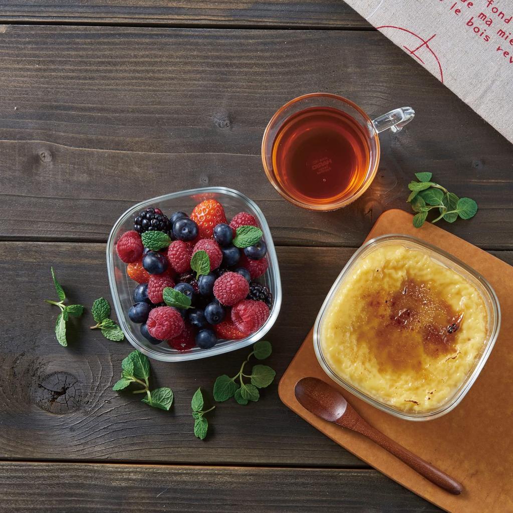 HARIO (Hario) Made In Japan Heat-Resistant Glass Storage Containers, Square, 250ml, BUONO Kitchen KST-25-TW, Set of 6, Clear