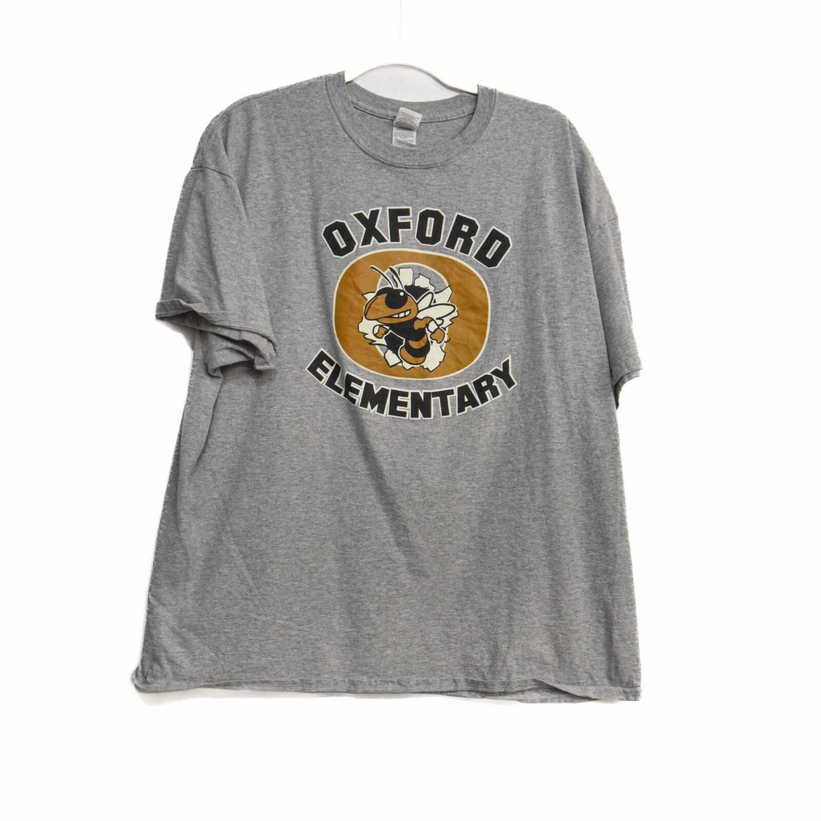 Gildan Mens Gray Polycotton T-Shirt Oxford Elementary Crew Neck Short Sleeve 2XL XL