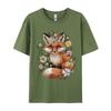 Cute Fox Cottagecore Floral Aesthetic Girls T-Shirts Men T Shirt Funny Vintage Tee Shirt Fast Shipping