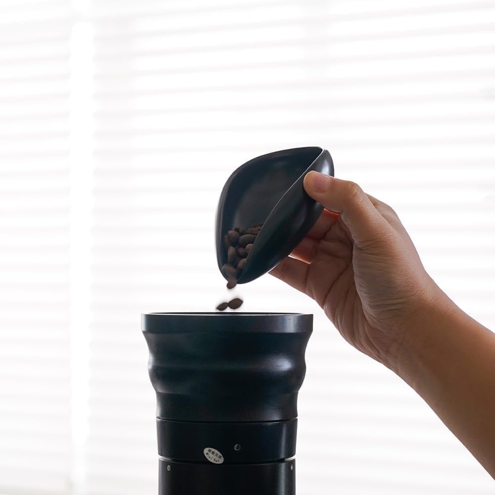 watchget Coffee Bean Cup Ceramic Coffee Bean Measuring Cup Pottery Measuring Tray Coffee Powder Receiver Black