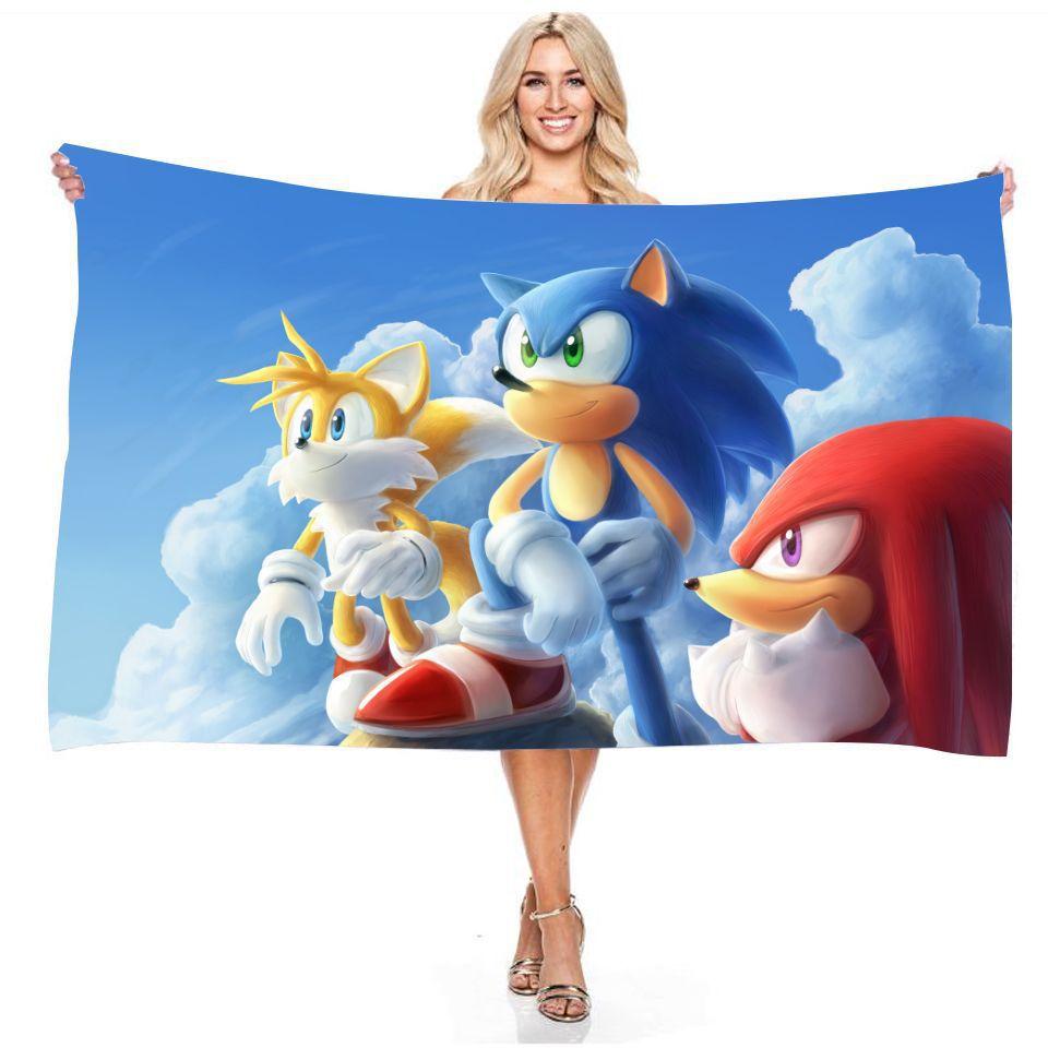 Sonic The Hedgehog Beach Towel Ultra-fine Fiber Fast-drying Super-absorbent