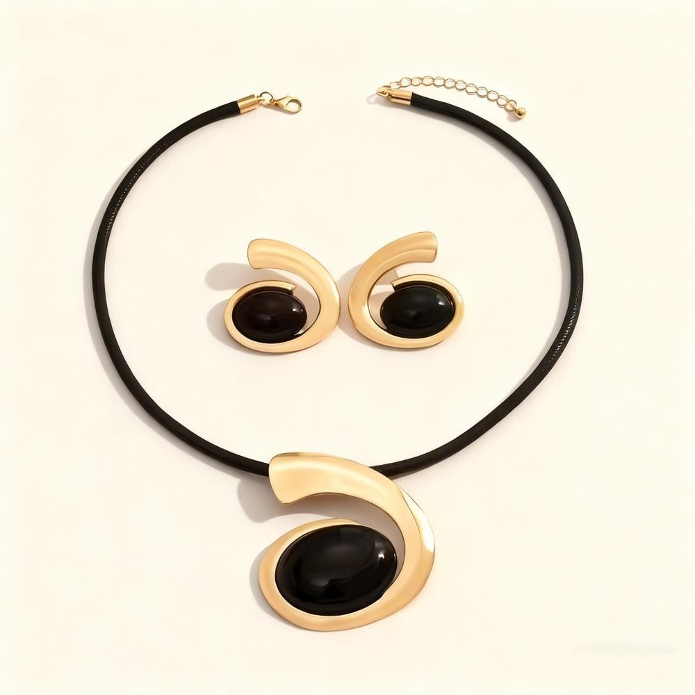 European and American Bohemian Style Spiral Snail-shaped Acrylic Gem Jewelry Set Women's Necklace Bracelet Combination