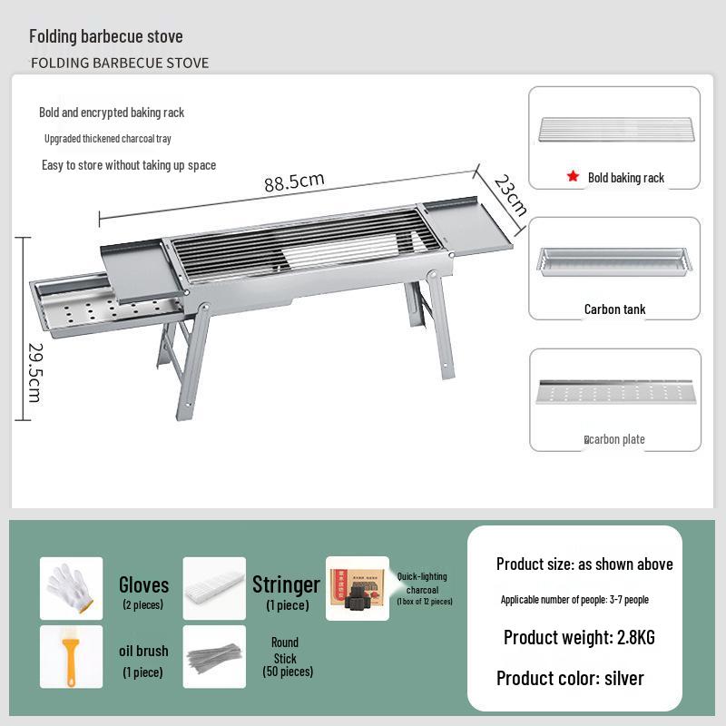 Folding Portable Stainless Steel Charcoal Grill Oven for Outdoor Use