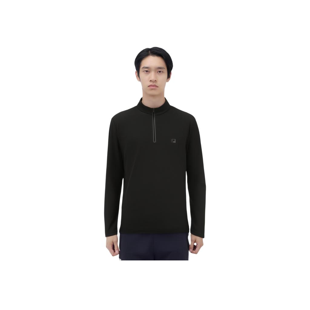 FILA Golf Series Casual Sports Simple Style Elastic Soft Stand Collar Long Sleeve T-Shirt Men Tops A11M545221FBK