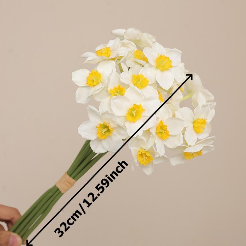 Künstliche Blume Osterglocke Seidenblumen Strauß, Frühlingsblume Kunstseide Blumenarrangement, Dekorative Akzente für Zuhause und Büro