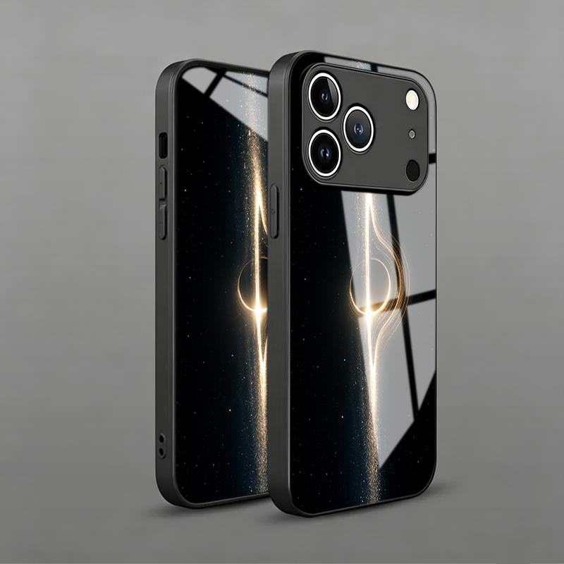 Interstellar Black Hole Light Tempered Glass Phone Case for iPhone 17 13 12 11 Pro Max 14 15 16 Plus X XR XS 7 8 16E 17Air Cover