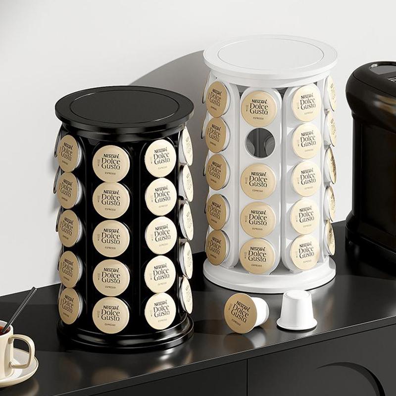 K Cups Holder Carousel Stand 40 Pods Storage Rack Rotating Coffee Capsule Organizer 360-Degree Rotating Coffee Pods Holder