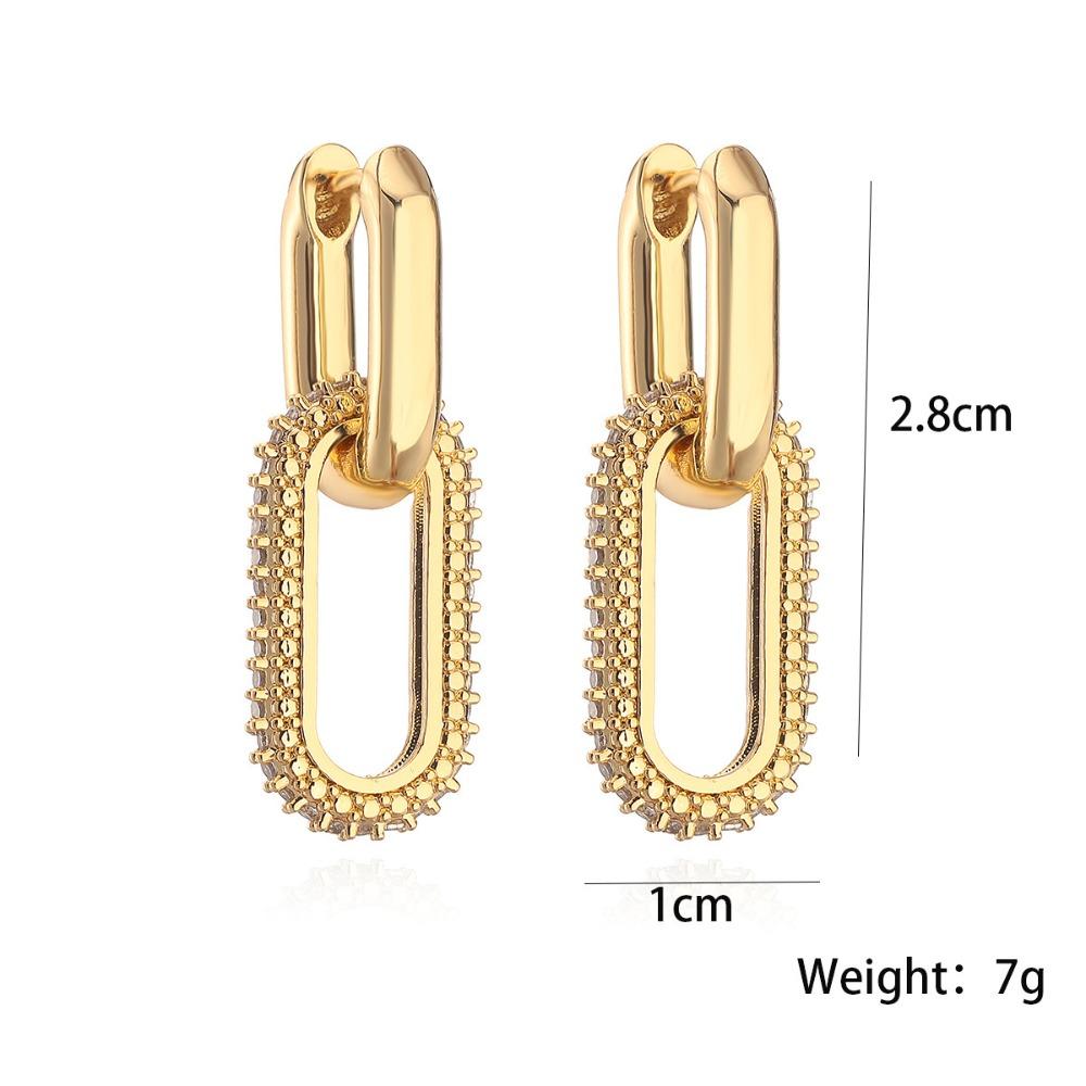 Double Loop Design Drop Earrings Gold Color Jewelry Luxury Round Hoop Earrings  Women