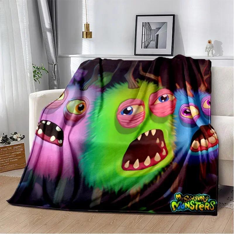 My Singing Monsters Videospiel-Cartoon-weiche Plüschdecke, Flanelldecke, Überwurfdecke für Wohnzimmer, Schlafzimmer, Bett, Sofa, Picknick