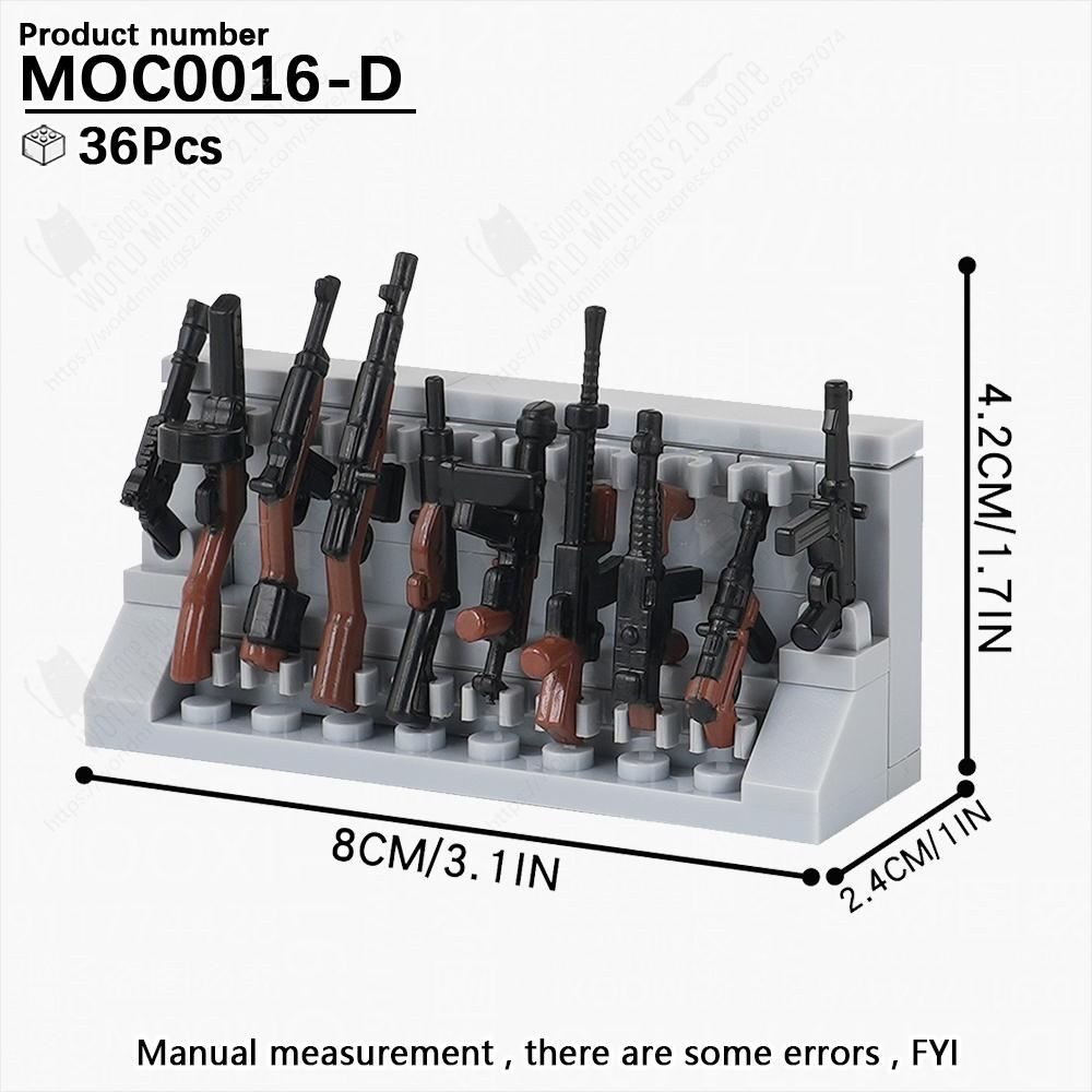 MOOXI WW2 Military Series Weapon Rack Guns Collection Model MOC Bricks DIY Assembled Building Blocks Toys For Boy Birthday Gifts
