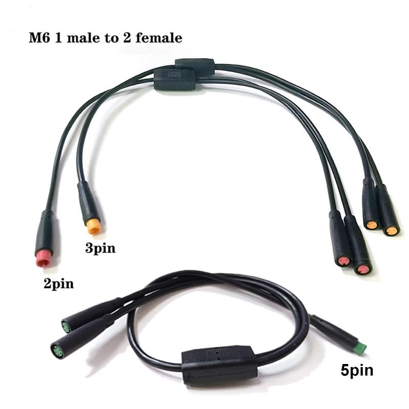 6mm M6 2 3 5 Pin 1 male to 2 female Splitter Julet Electric Butt Cable Plug Connector for ebike waterproof Signal Sensor cord V