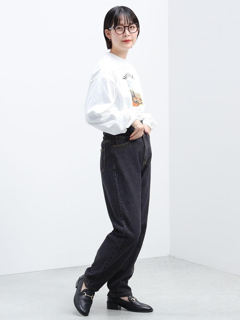 BEAMS HEART Denim Tapered Size Black Women's Pants, M,