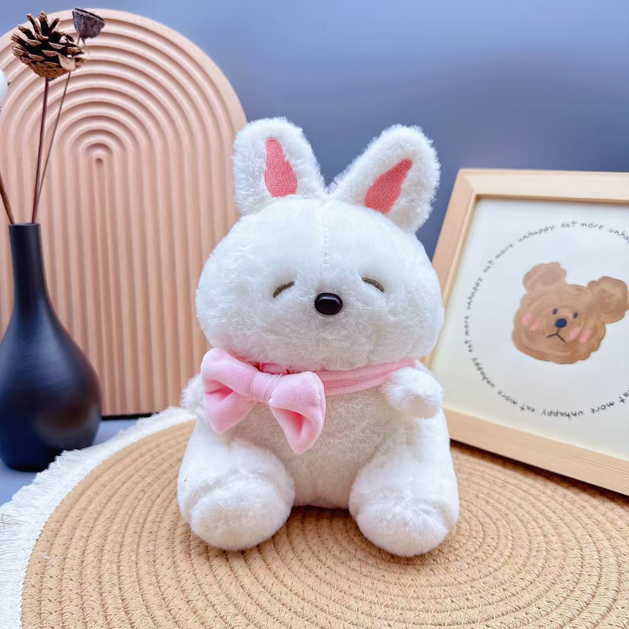 

New plush toy clip machine doll grabbing machine doll bread scarf bow bunny doll eight inch gift bread rabbit