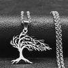 Tree of Life Stainless Steel Long Necklace for Men Black Color Necklaces & Pendants Jewelry cadenas para hombre N834S03