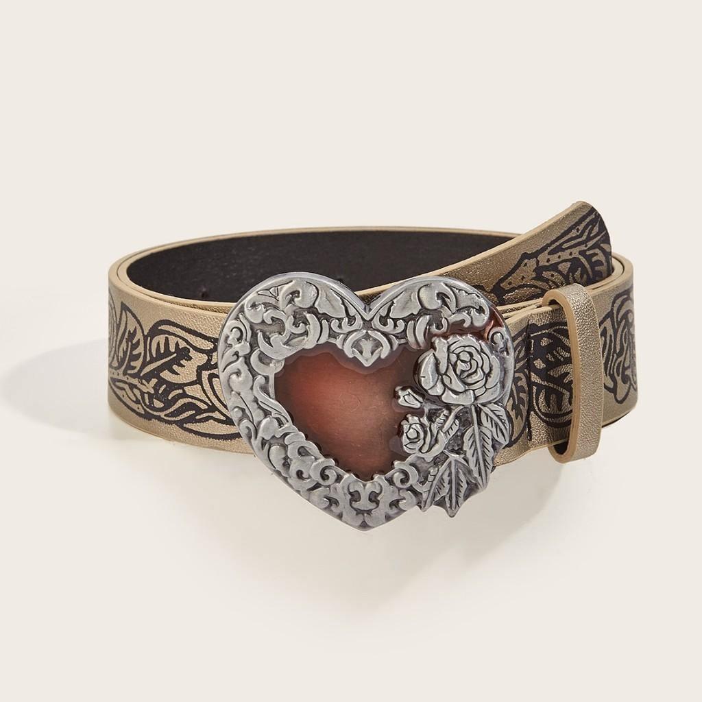 

Unique Retro Embossed Heart Belt Gothic Dark Punk Style Y2k Waistband Unisex