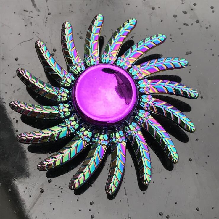 Colorful Zinc Alloy Fidget Spinner: Black Tech Stress-Relief Toy for Students and Kids.