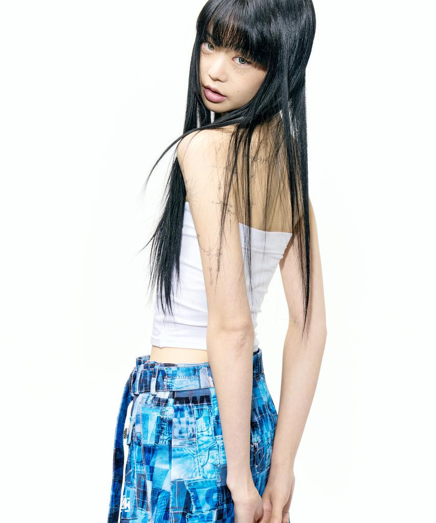 Eipeuleonwei Project Denim Pleated Wrap Skirt