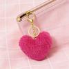 Yousheng Keychain Fluffy Heart Charm Key Ring Artificial Faux Rabbit Fur Keychain Bag Pendant Car Key Decoration Luggage Tag Accessory