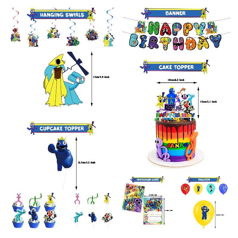 Rainbow Friend 2 Birthday Party Set Decorate With Vibrant Rainbow Theme Includes Cake Topper, Balloons, And More!