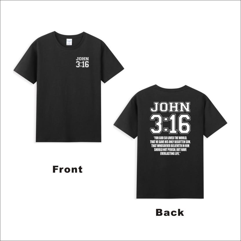 John 316 Christian Bible Jesus Faith Christian Front Back Print Unisexs Tshirt