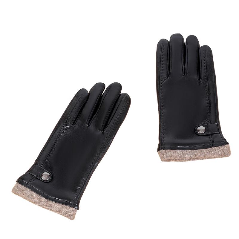 ELSYALN Men's Luxury Soft Leather Wool Gloves