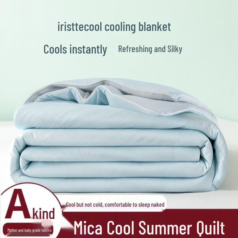 

2025 A-Class Ice Silk Cooling Summer Quilt - Lightweight & Machine Washable for Single/Double Beds Single: 150x200cm синий/серый