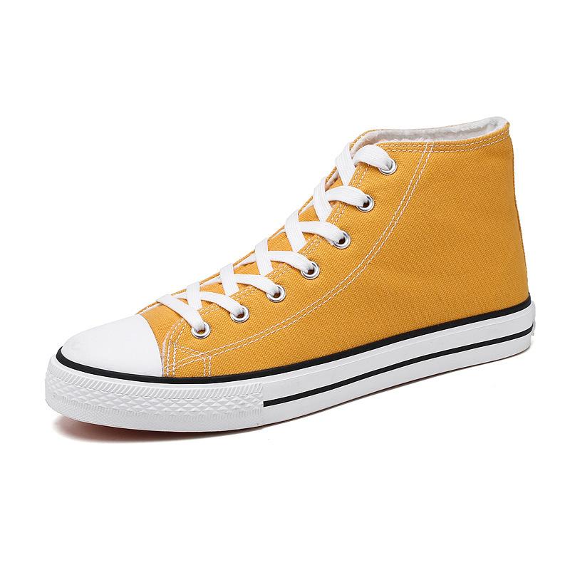 Autumn and winter velvet couple cotton shoes Korean version versatile thermal canvas shoes male student velvet cotton shoes