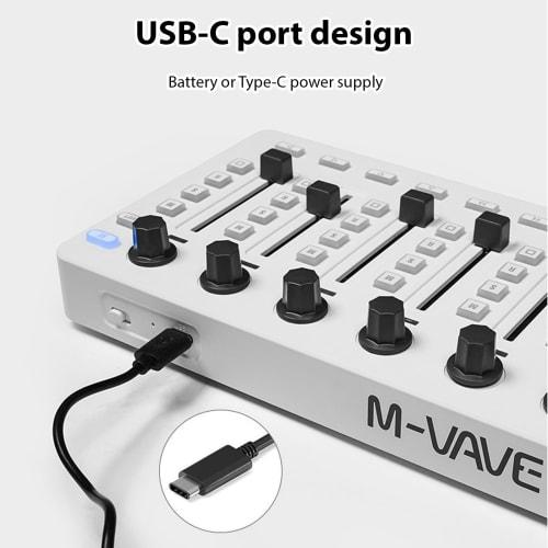 Btuty MIDI Control USB MIDI Controller Mixer, MIDI Mixing Console with 43 Buttons, 8 Knobs, and 8 Push Buttons, BT Connection, Battery/Type-C Power Su