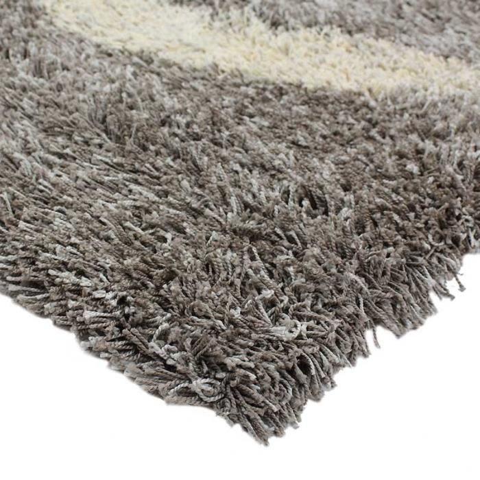 Gray Circles Pattern Long Pile Rug 120x170