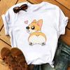 Maycaur Funny Cute Corgi Dog Printed TShirt Harajuku 90s Kawaii Women Short Sleeves T Shirts Tops Graphic Tees Female Tshirt