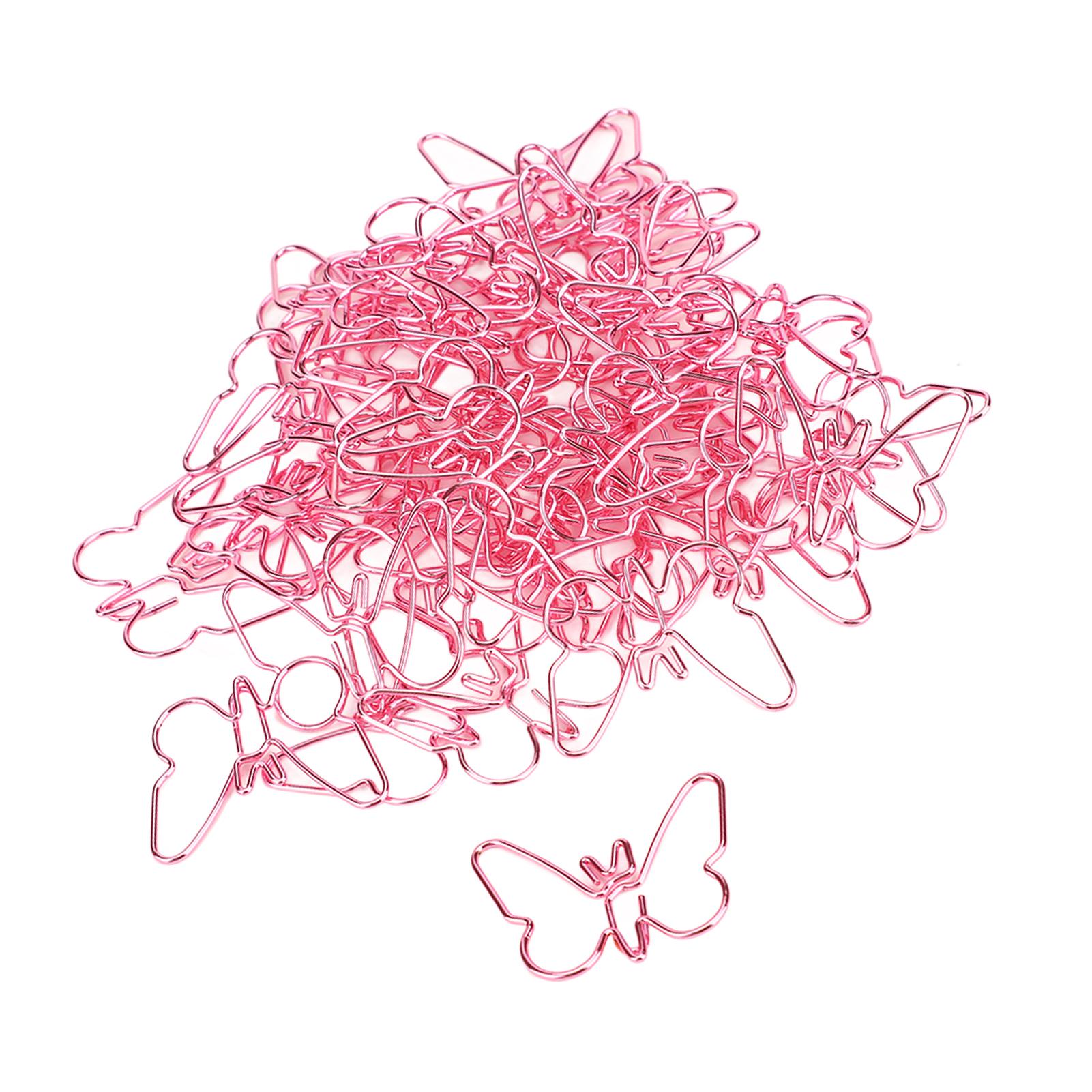 

50Pcs Pink Butterflies Paperclip Cartoon Color Plating Innovative Cute Paperclips for Office Home School