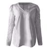 Women's Fashion Sexy Lace Blouse Hollow Long-Sleeve V-Neck Top