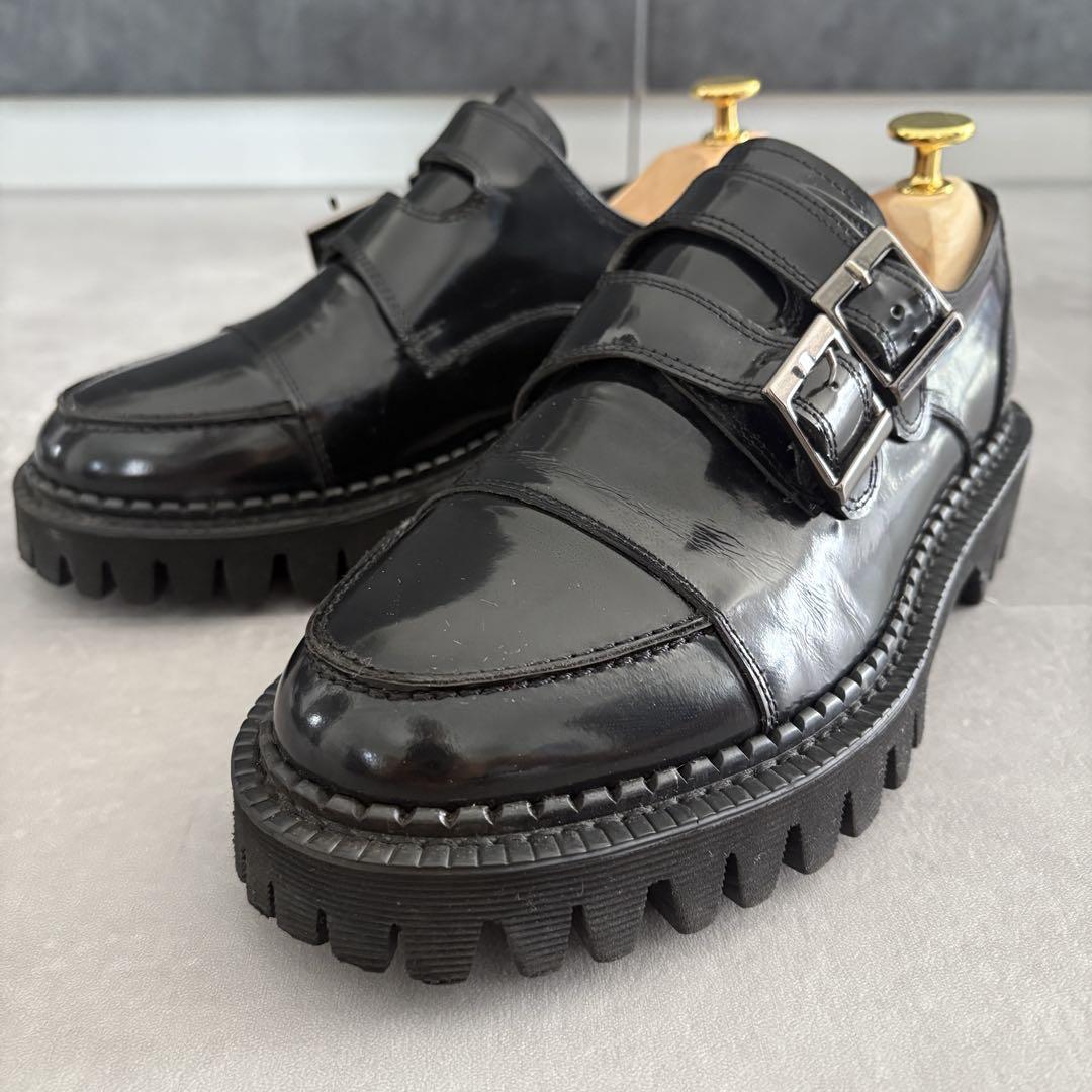 

[USED] Soncymbal 4009 Double Monk Track Sole Leather Shoes, Size 24.5