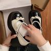 Round-headed Woman Elegant Thick-soled Wind Gentle Small Leather Shoes Bow Mary Jane Shoes Pearl Fairy