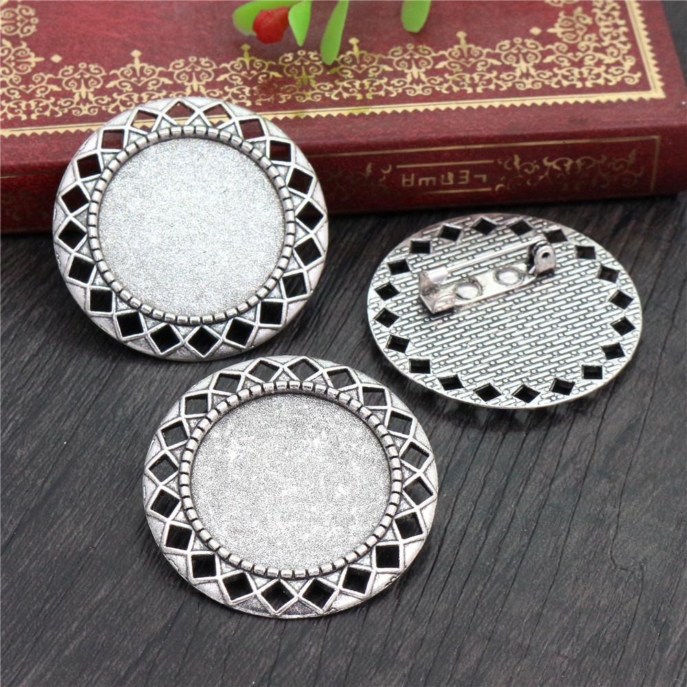 New Fashion 5pcs 25mm Inner Size Antique Silver Plated and Antique Bronze and Antique Gold Color Brooch Cabochon Base Setting