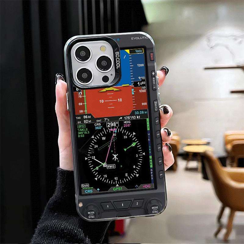 Aircraft Instrument Cockpit Radar Soft Phone Case for iPhone 15 16 17 Pro Max 17Air 16E 14 Plus 13 12 Mini Shockproof Cover Back