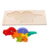 Children's Wooden Puzzle Dino Colors 3D Cognition Interactive Animals Montessori Toys for Children