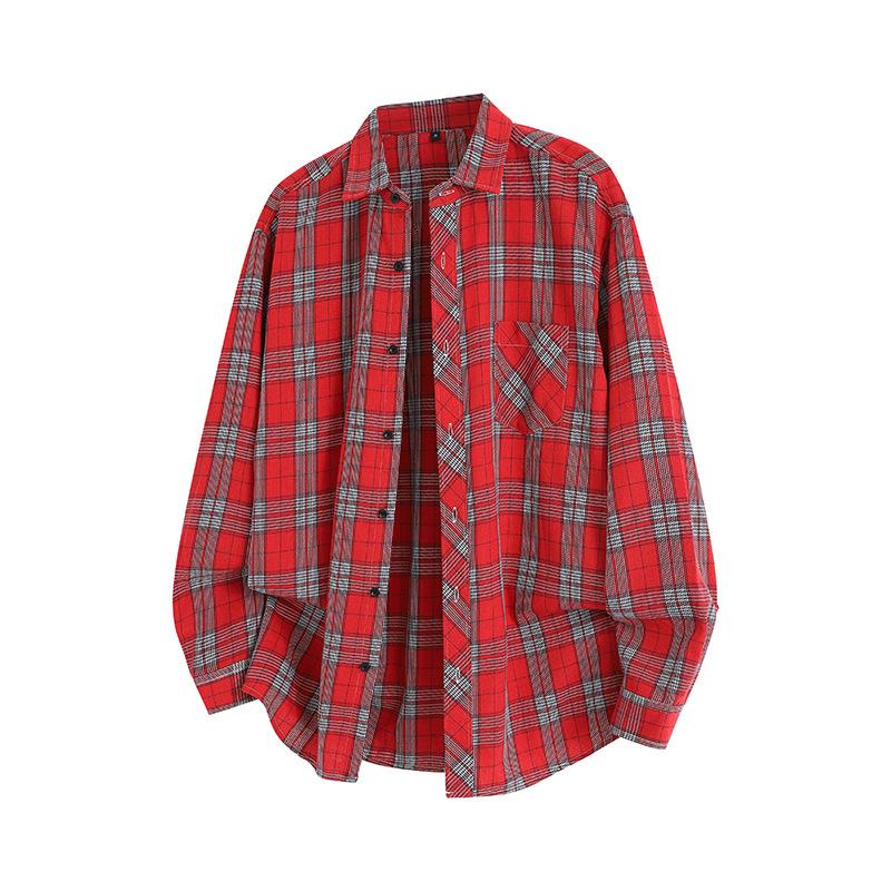 Men S Plaid Loose Drop Shoulder Long Sleeve Casual Shirt Plus Size