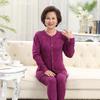 Plus Size Pure Cotton Thermal Underwear Set for Mature Women - Autumn Top & Trousers with Cotton Wool Sweater