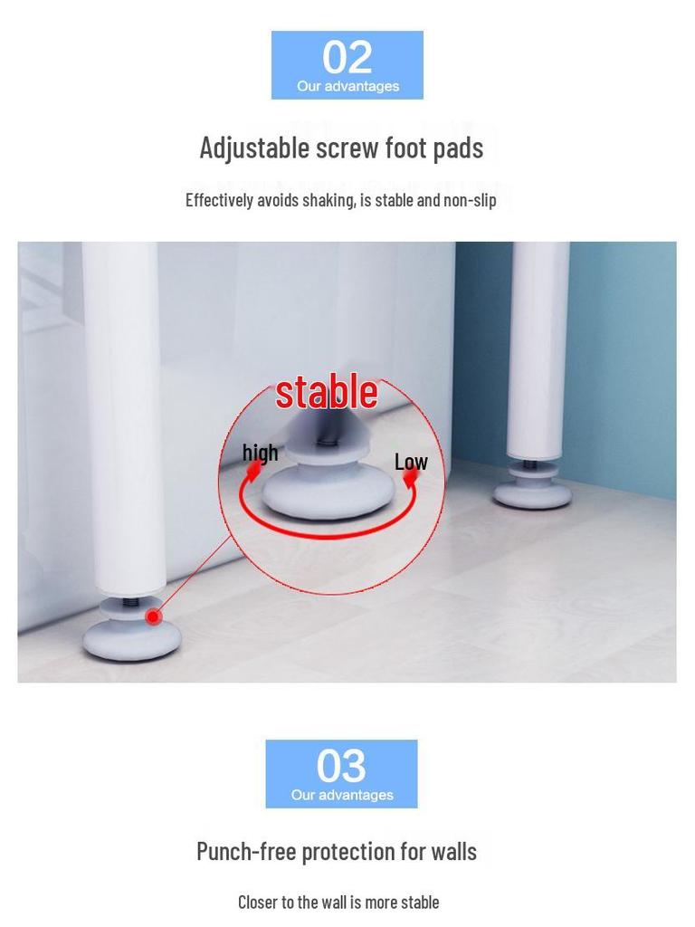 Floor-Standing Bathroom Storage Rack: No-Drill Washbasin, Toilet & Washing Machine Organizer.