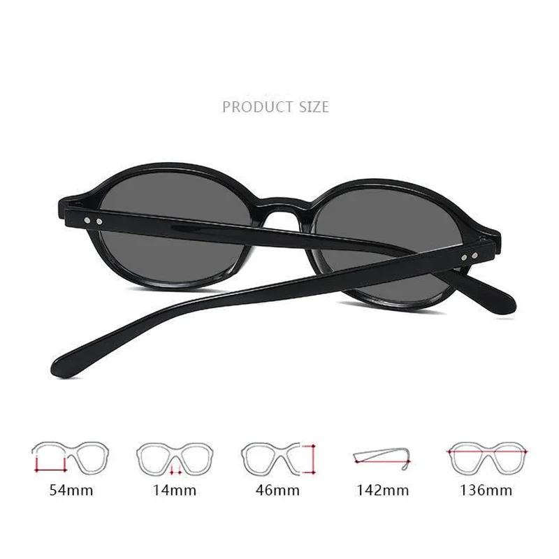 Retro Korean Oval Small Frame Photochromic Myopia Eyewear New Elliptical Myopia Glasses Anti Blue Light Color Changing Glasses