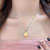 Cute Summer Y2K Colorful Dopamine Star Pendant Beaded Necklace for Women Sweet Necklaces Clavicle Chain Jewelry Accessories Gift