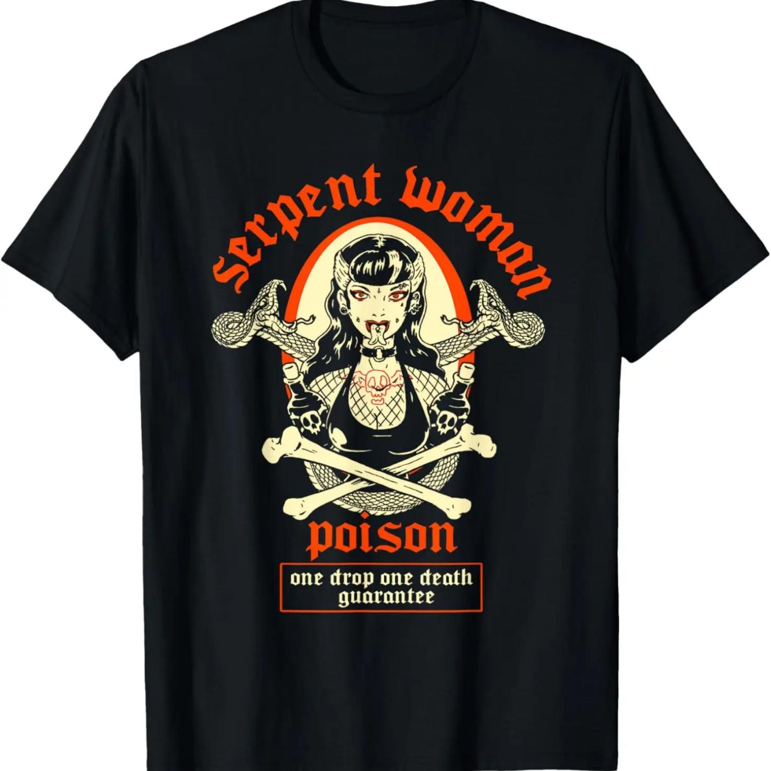 Женщина-Змея Готическая Девушка Психобилли Татуированная Пин-ап Яд Футболка S