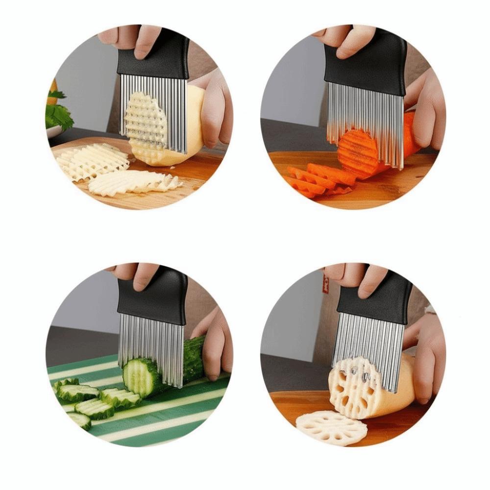 Stainless Steel Potato Chip Slicer Thickened Crinkle Cutter Kitchen Gadget Wavy Chopper Kitchen