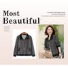Middle-aged Women's Striped Long-sleeve Turn-down Collar Casual Jacket for Spring and Autumn