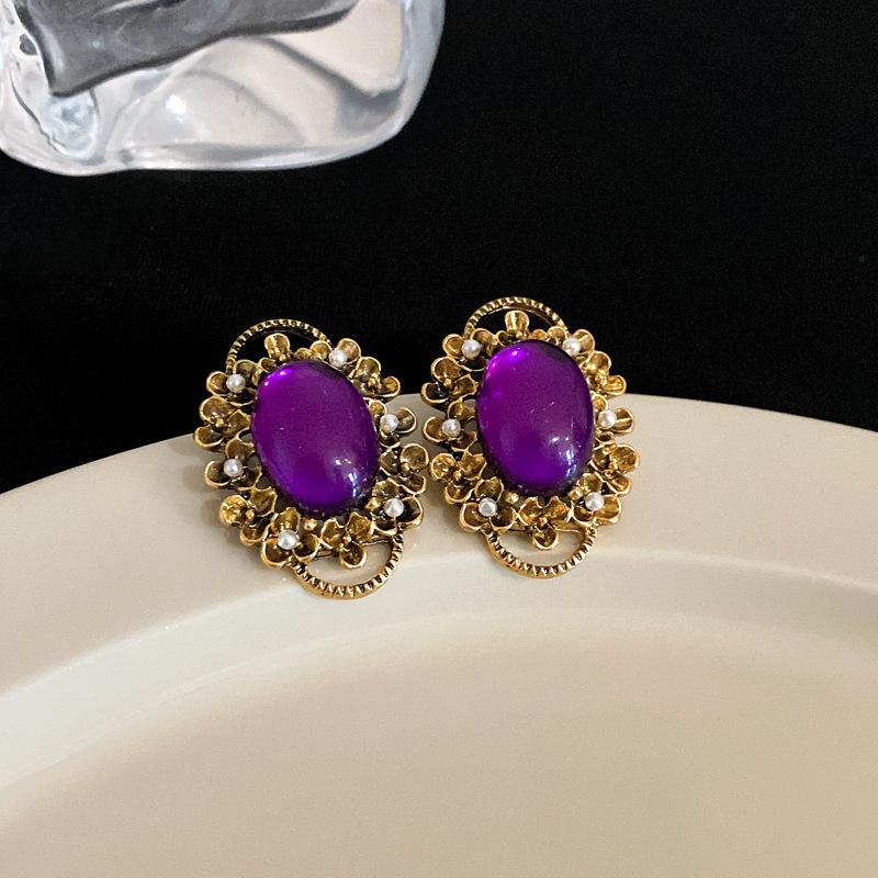 Retro High-End Silbernadel Diamantbesetzte Blumenohrringe, Europäische und Amerikanische Übertriebene Temperamentsohrringe, Leichter Luxus Nischenohrringe