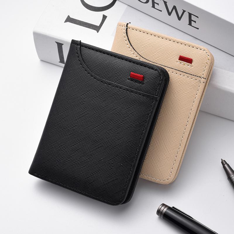 Men's Ultra-Thin Solid Color Fashion Wallet PU Leather Short Coin Purse Multiple Card Slots Two-Fold Card Holder